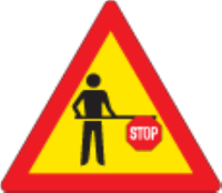 Temporary sign: scholar patrol ahead (TW305)
