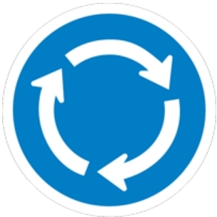 drive in a clockwise direction at the junction.