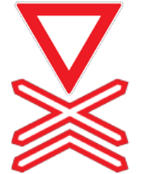 Yield at the double rail crossing ahead