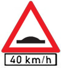 Speed bumps ahead travel at no more than 40km per hour