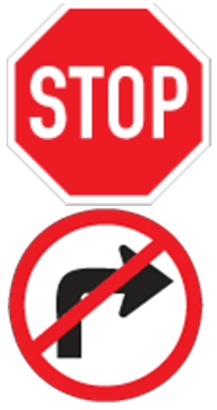 They should stop immediately and not turn right
