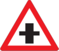 There is a crossroad on a priority road ahead, you may have to stop or yield at the intersection