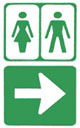 Directs you to the nearest male/female toilets