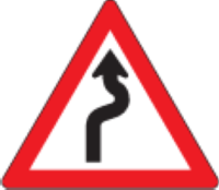 Winding road ahead, first right, then left