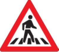 A marked pedestrian crossing is ahead