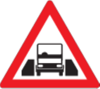 Only one vehicle at a time may pass through the obstacle ahead
