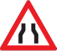The road narrows from both sides ahead
