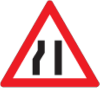 The current road narrows from the left ahead