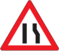 Road narrows from one side only