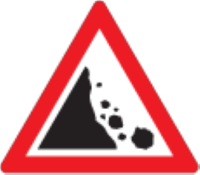 Falling rocks ahead be careful particularly during or after heavy rainfalls