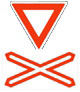 Yield at the single rail crossing ahead