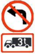Trucks with a mass exceeding 3 tons may not turn left