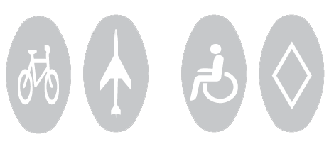 This area is reserved for cyclists only or disabled person’s vehicle only or road that leads to an airport
