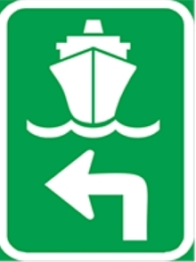 Points out the direction of a transport terminus from a route