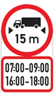During the two-time periods, long vehicles (more than 15m) may not use that part of the road.