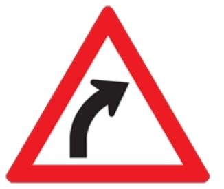 There is a gently curve ahead to the right.