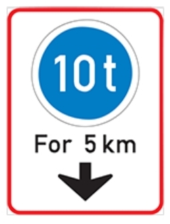 For the next 5 km, vehicles weighing more than 10 tons must drive only in this lane.