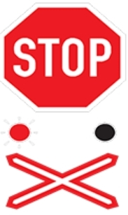 There is a railway crossing ahead where you must stop.