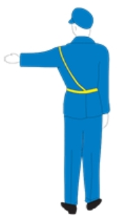 This traffic officer's hand signal shows that...