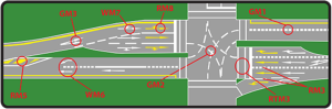 Divides the road in two sections.